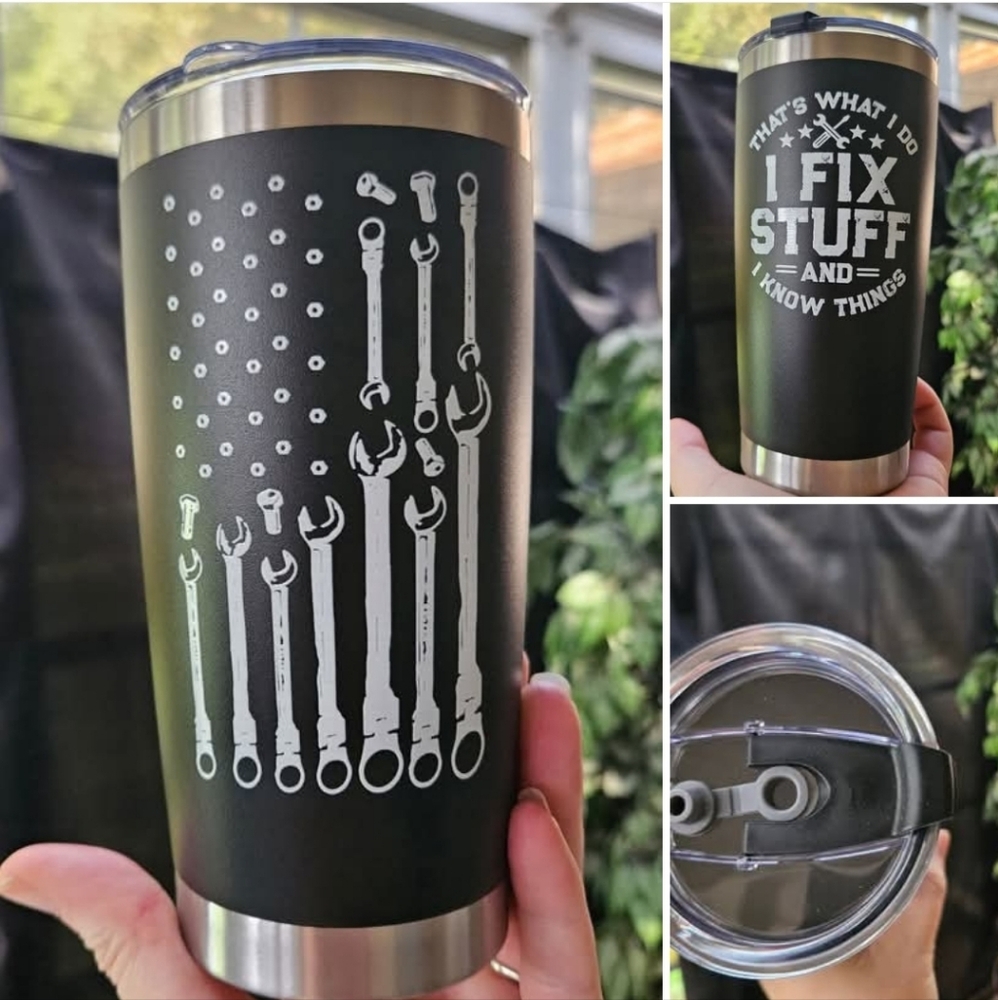Black Tumbler with Wrench Design